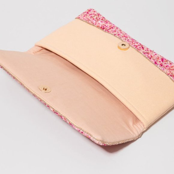 Rose All Day Beaded Pink Seed Beaded Crossbody Chain Bag Clutch Handbag NEW - Picture 4 of 8